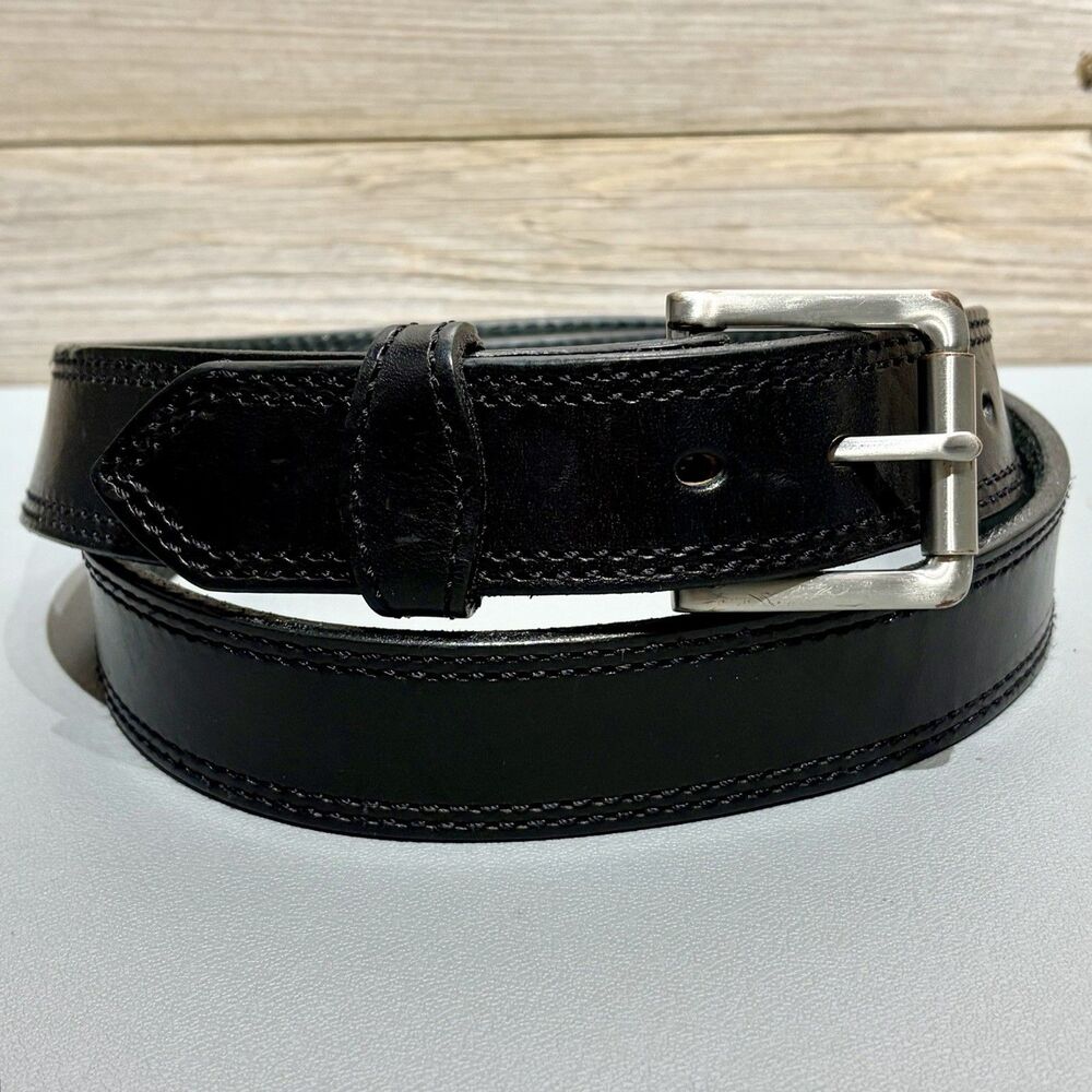 Bullhide Belts The Maverick Double Stitched Men’s 46 Black Leather 1.5” Work